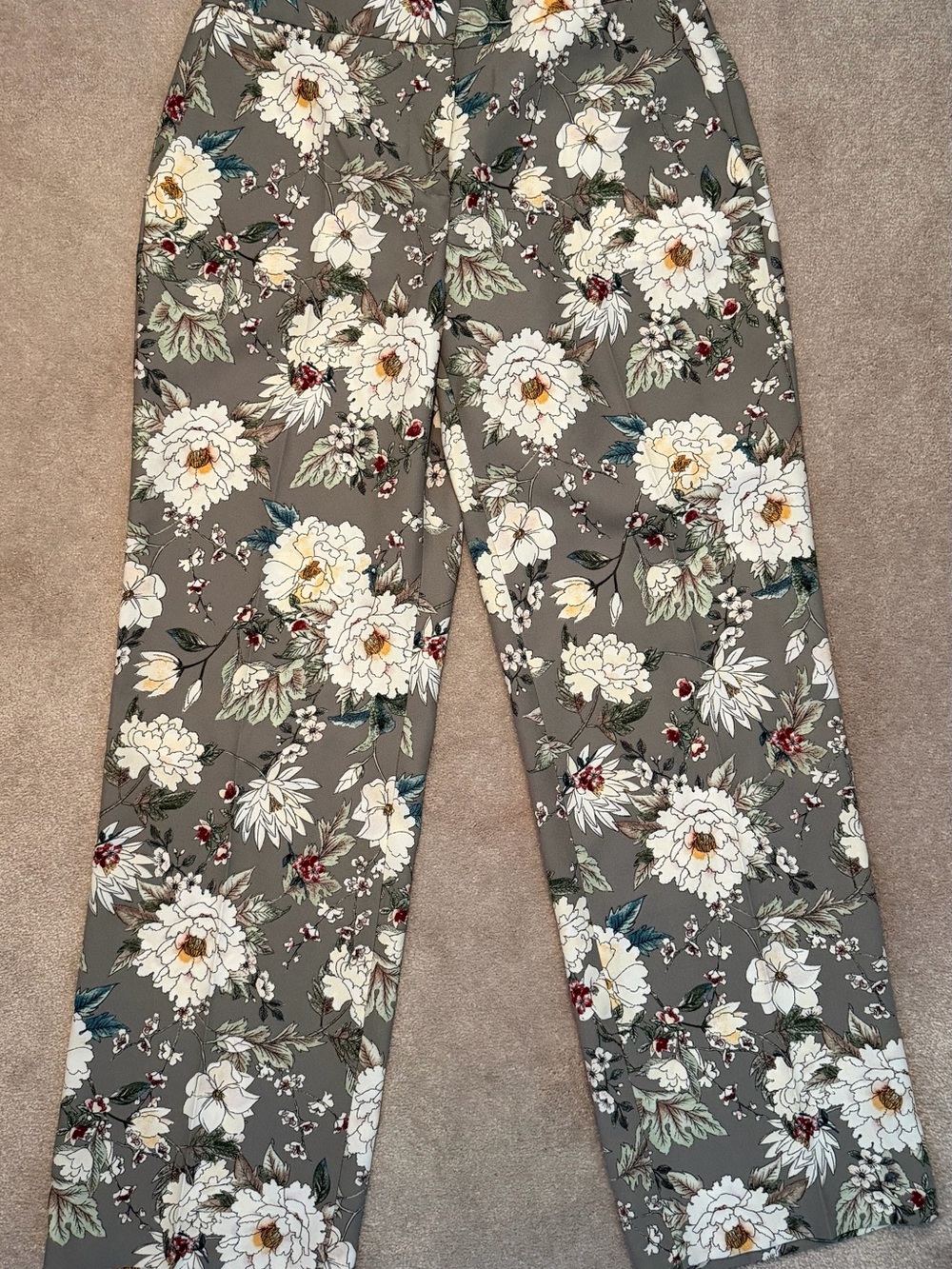 Zara Olive Green Floral Women’s Pants